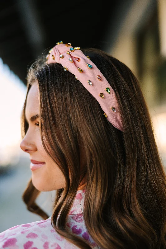 Can't Stop Your Shine Light Pink Rhinestone Headband