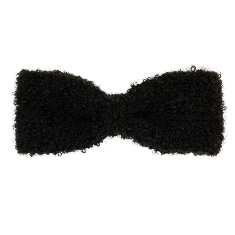 clip cashmere mini bow - black