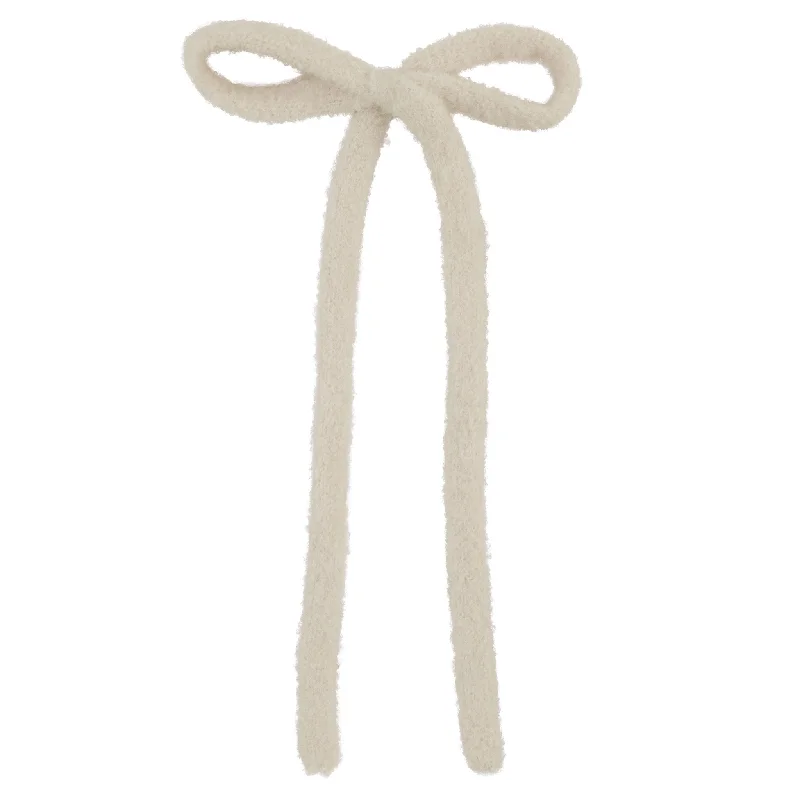 clip cashmere long bow - cream