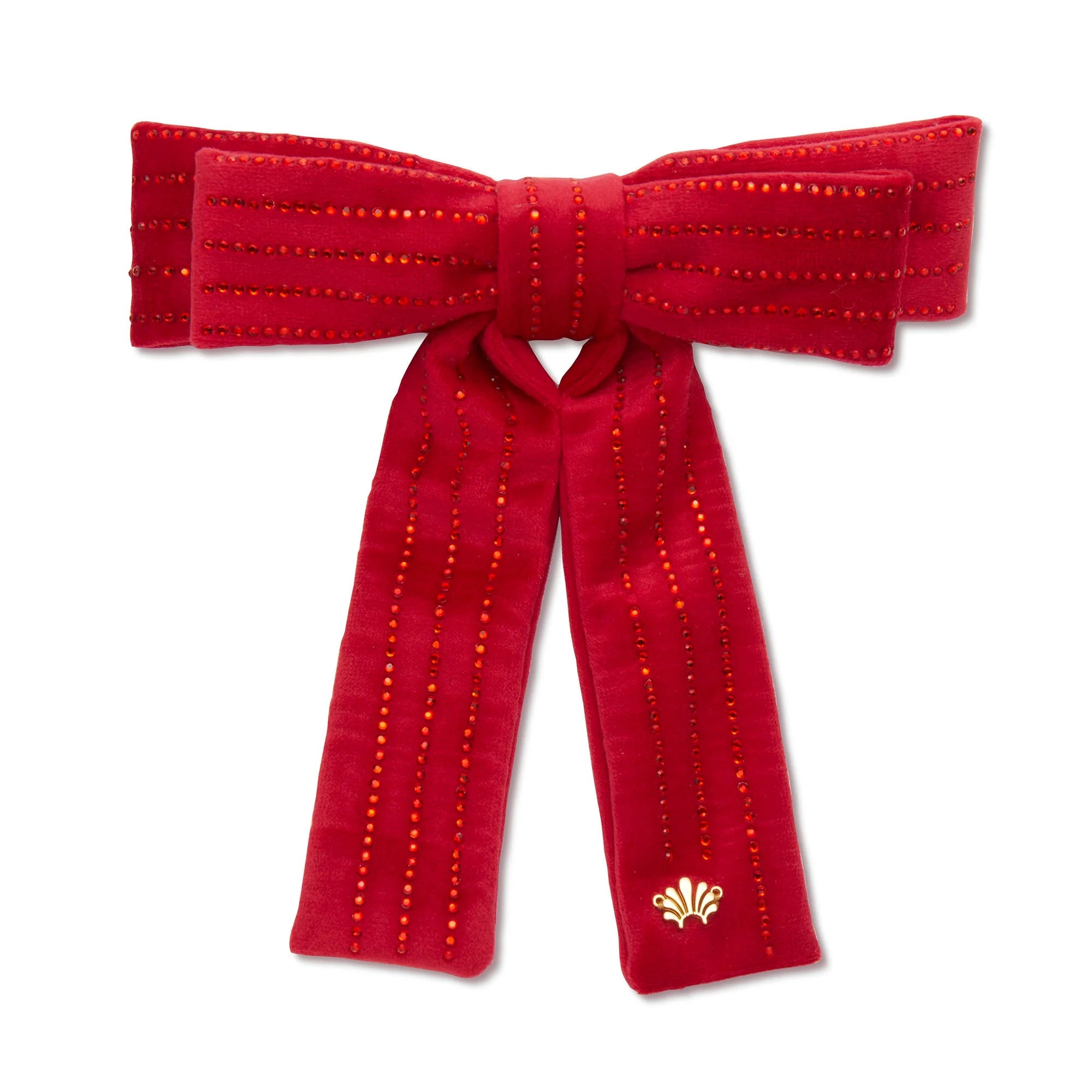 Antoniette Pinstripe Bow ~ Lipstick Red