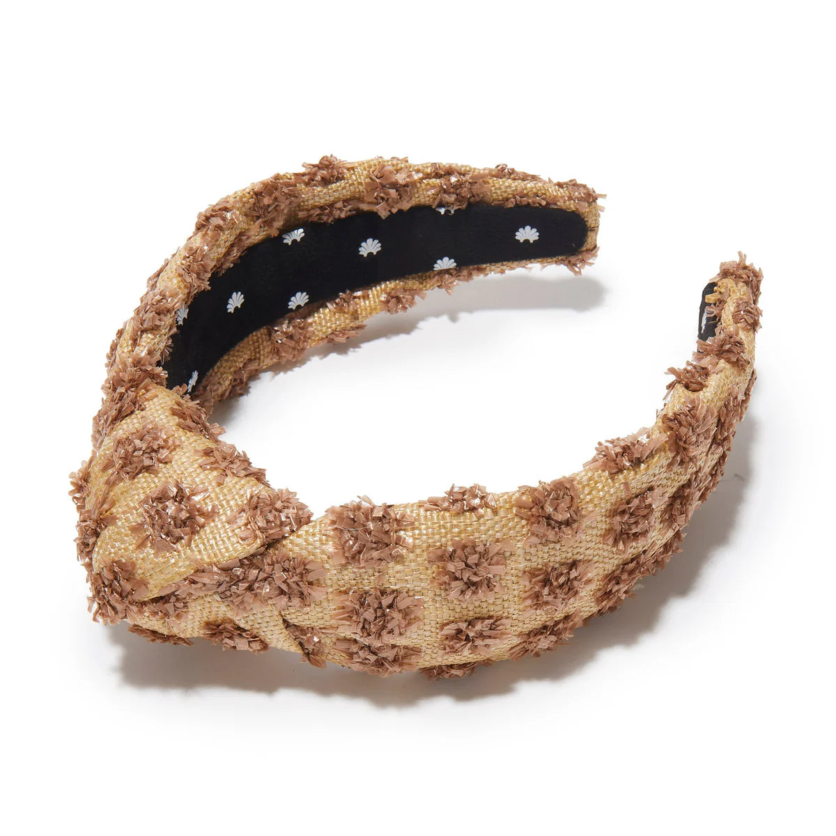 Chocolate Dotted Raffia Knotted Headband