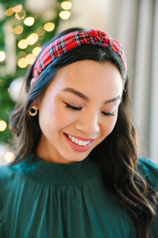 Under The Tree Red Plaid Headband