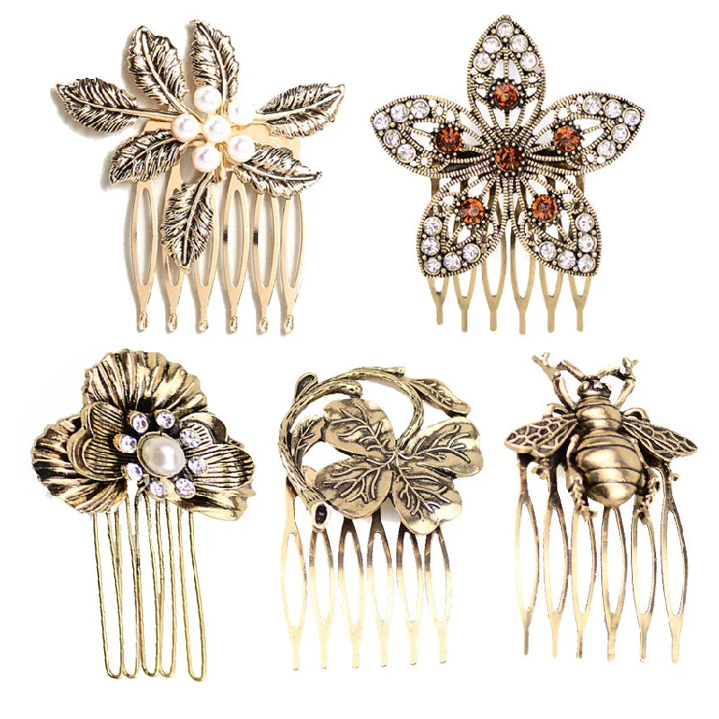 Wholesale Leaves and Pearl Alloy Hair Clips