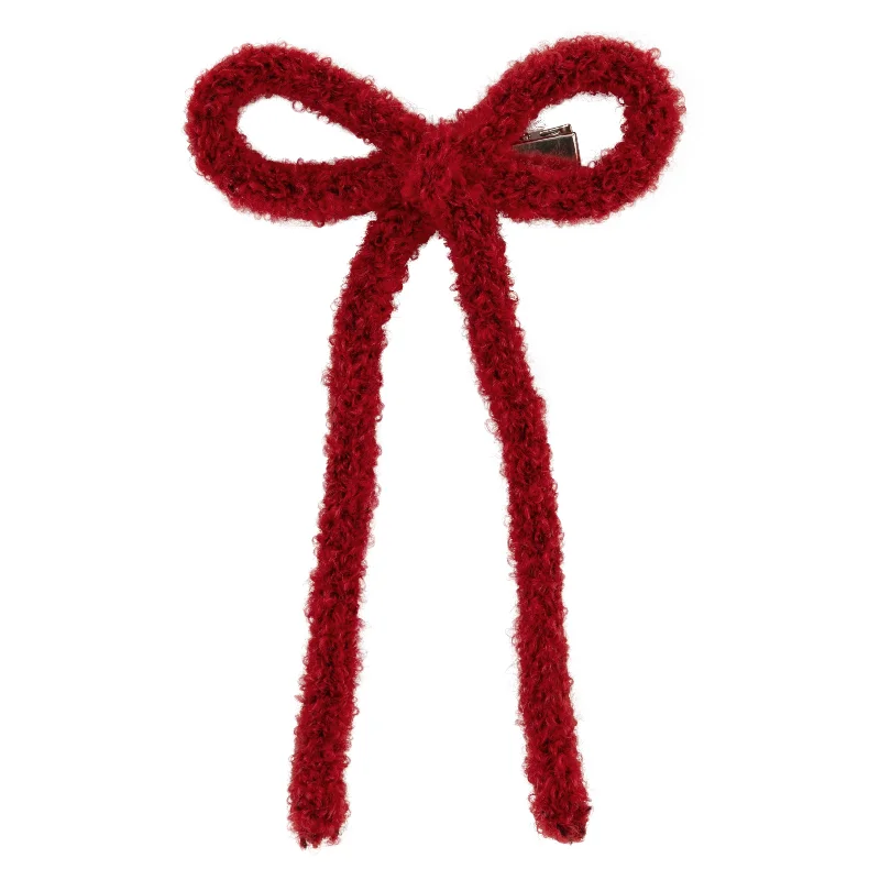 clip cashmere small bow - deep red