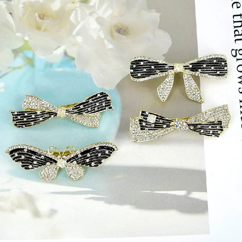 Wholesale Black Butterfly Zircon Spring Clip Alloy Hair Clip