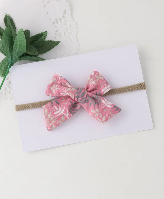 Tiny Floral Knot Bow Headband - Light Pink