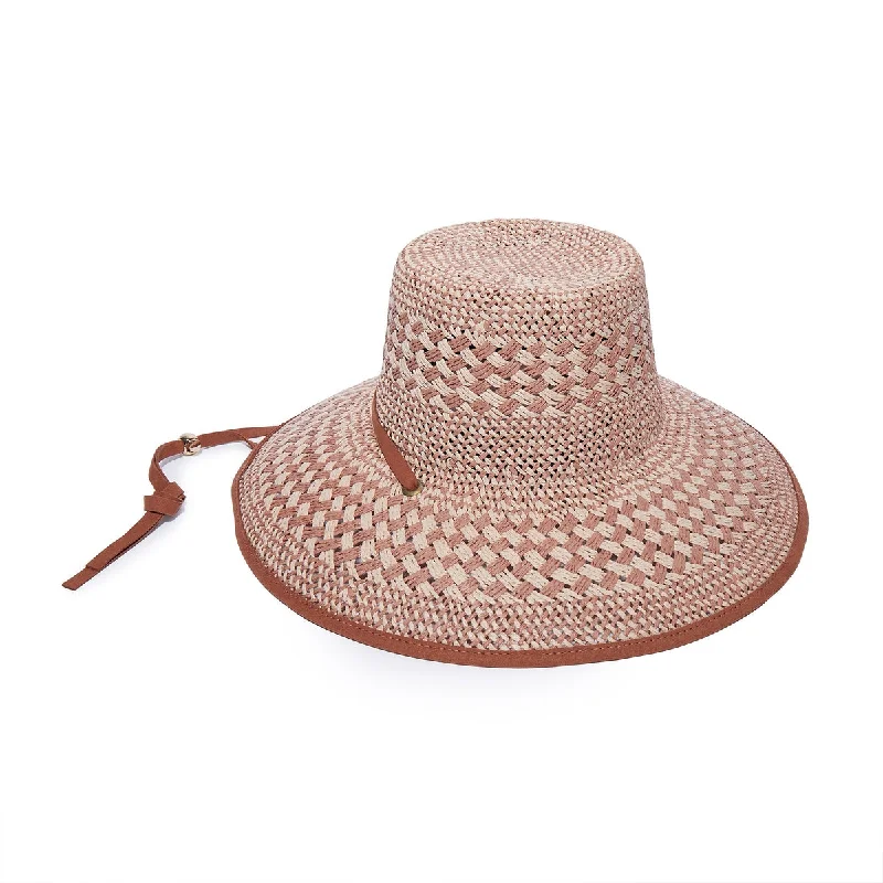 Brielle Checkered Straw Hat ~ Soft Sunset