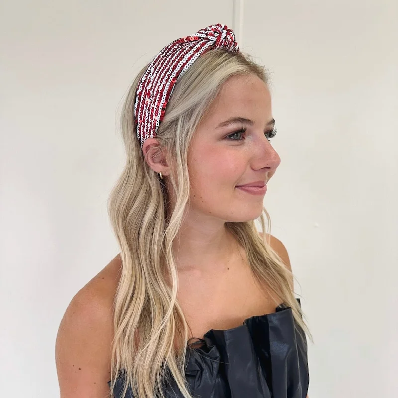 Red/White Sequin Headband