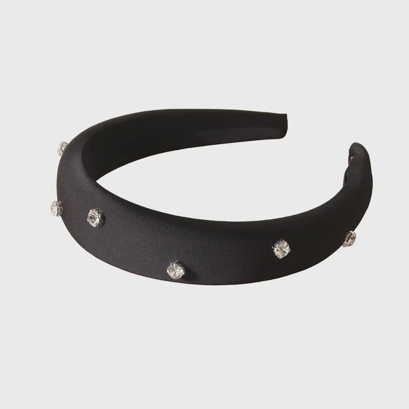 Elegant Satin Diamante Headband (Black)