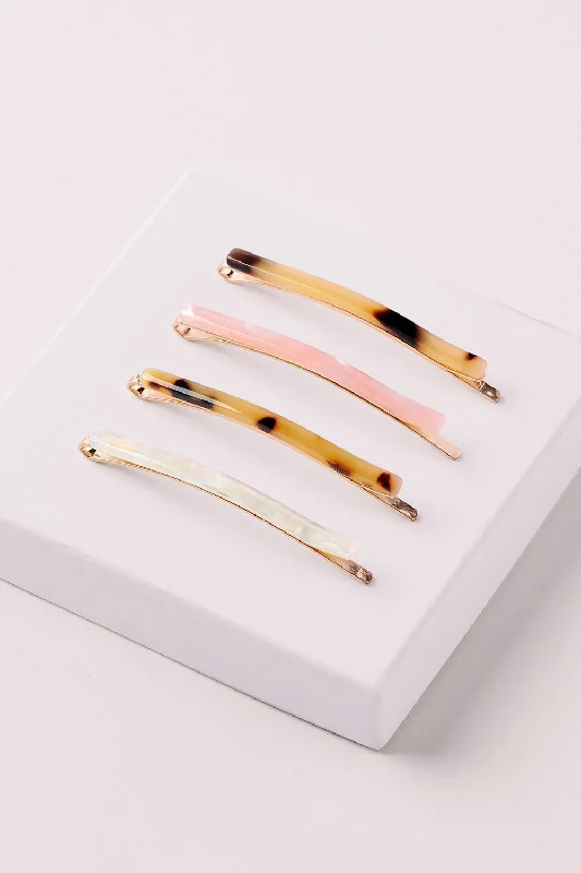 Marble Slim Bobby Pins Set - Multi-Color