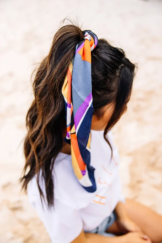 Feeling It Navy Blue Abstract Hair Scarf