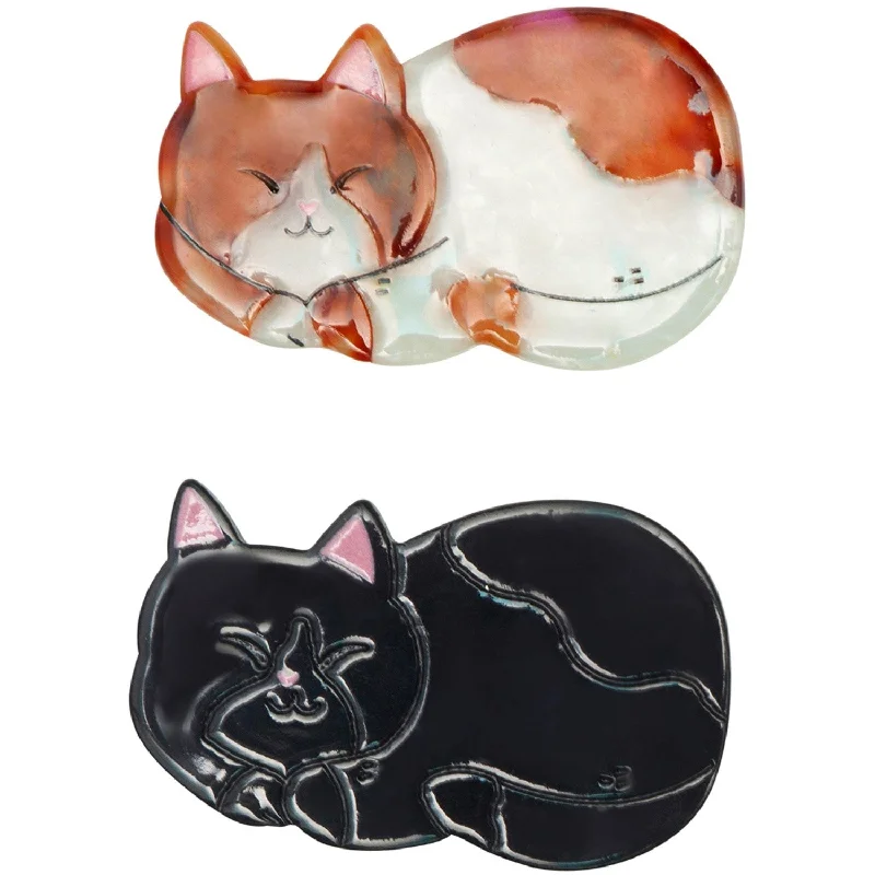 Mimi & Lula 2 Hairclips - Sleeping Cat Puppy Love