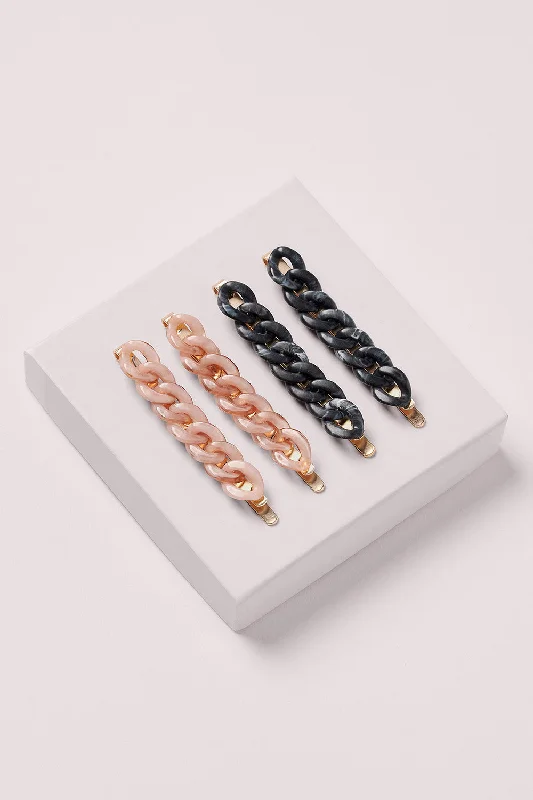 Marble Link Chain Bobby Pins Set