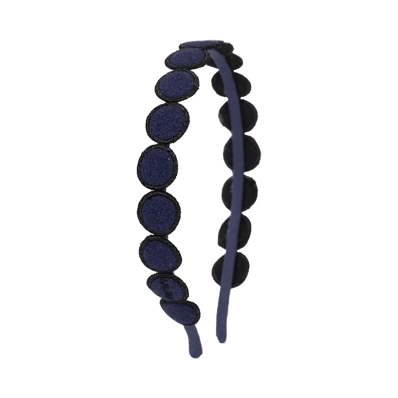 headband felt embroidered circles - navy