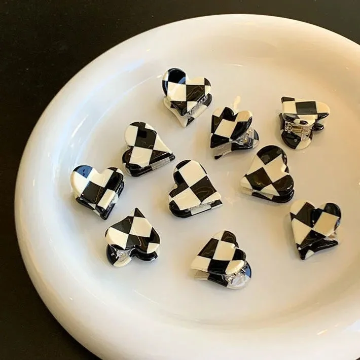 Wholesale Acetate Sheet Black and White Checkerboard Hair Clip