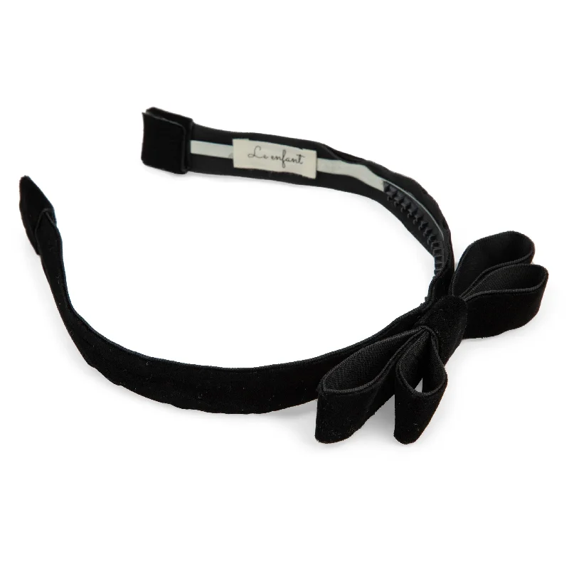 headband double velvet bow - black