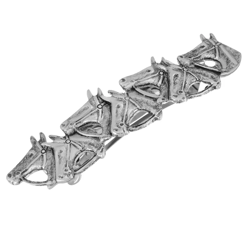 1928 Jewelry® Silver Tone Horse Heads Barrette