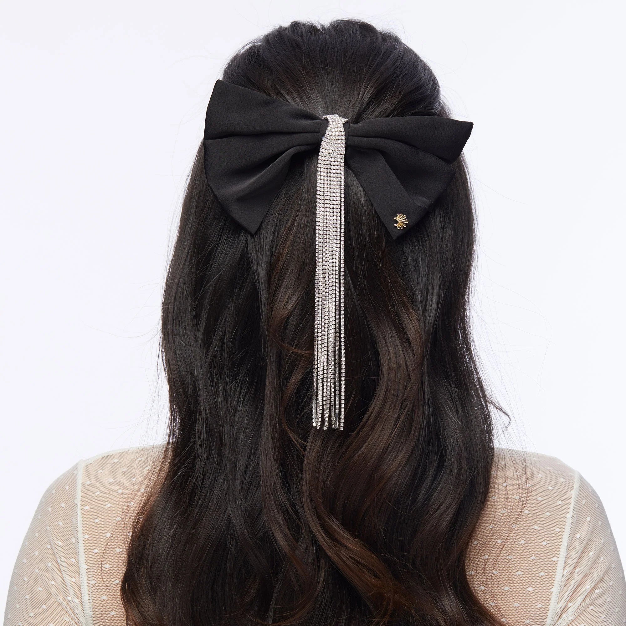 Crystal Kristina Bow Barrette ~ Jet