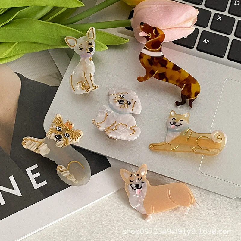 Wholesale Cartoon Cute Puppy Acetic Acid Plate Hairpin