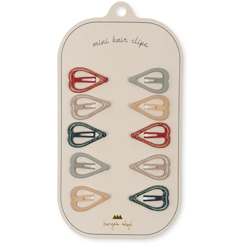 Konges Sløjd Hair Clips Junior Heart 10-pak Multi