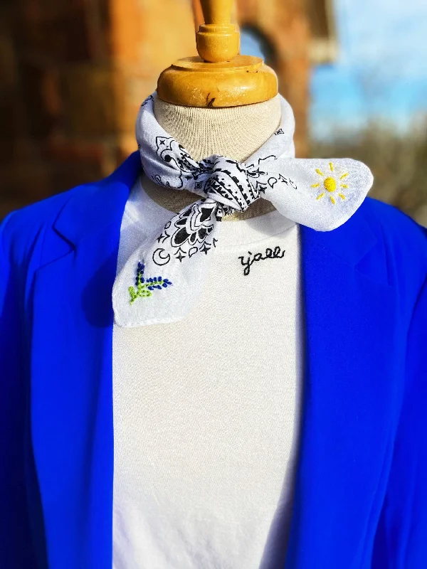 Embroidered Texas Bluebonnet Bandana