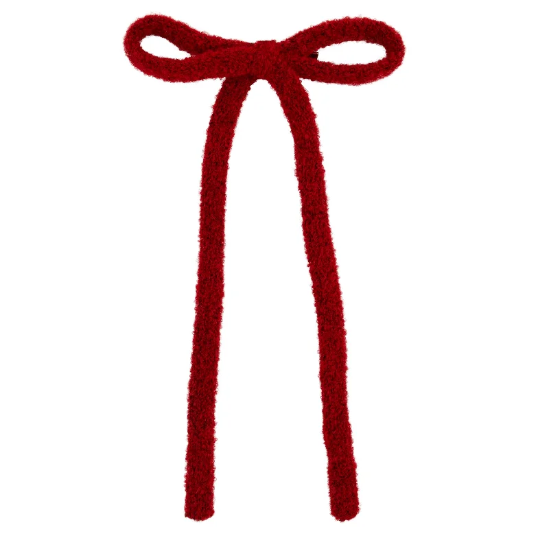 clip cashmere long bow - deep red