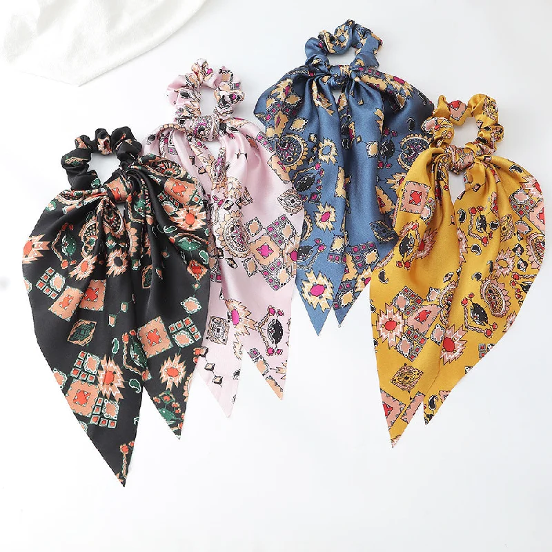 Wholesale Triangle Ribbon Hair Ties Fabric Hair Scrunchies