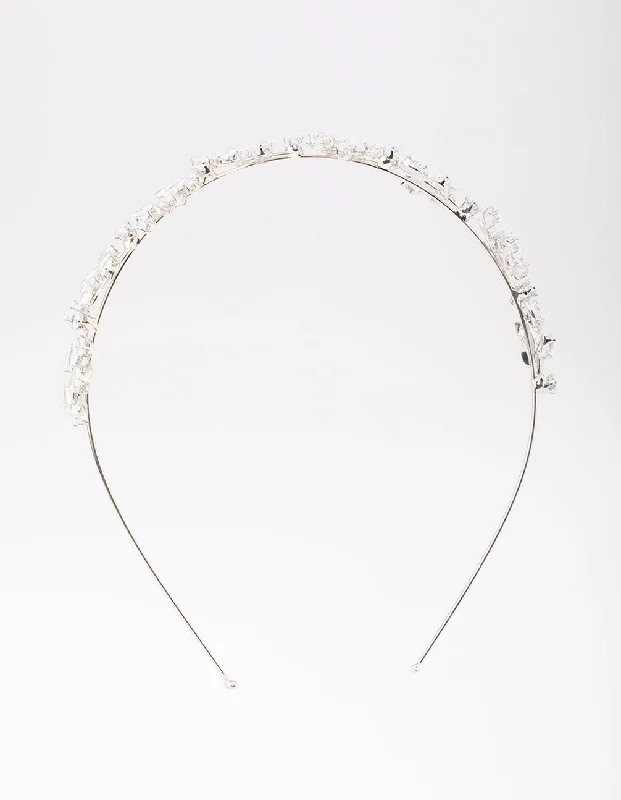 Silver Marquise Round Leaf Headband