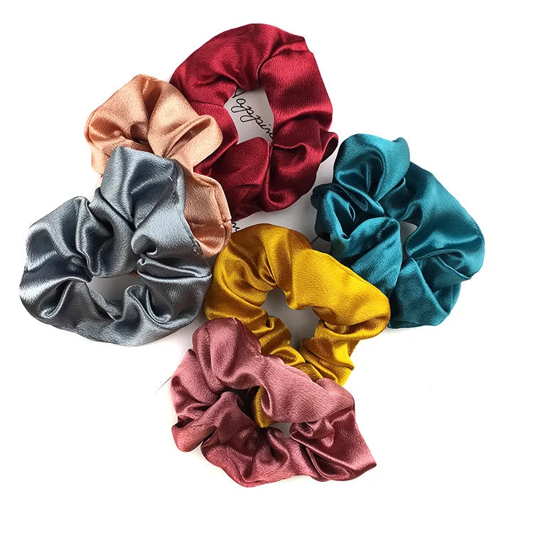 Wholesale Solid Color Satin Fabric Hair Scrunchies