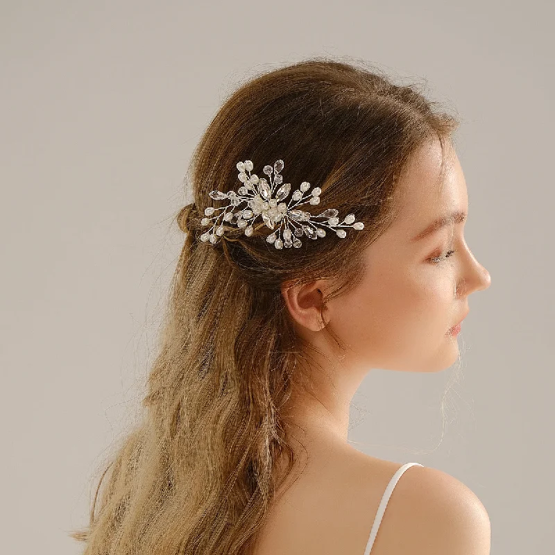 Wholesale Wedding Headwear Handmade Rhinestone Pearl Hairpin