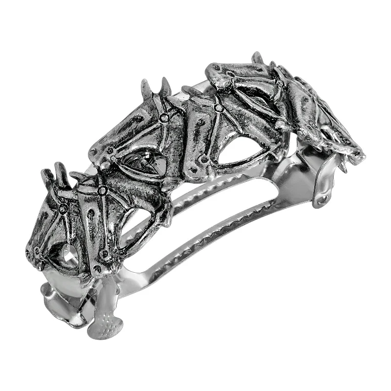 1928 Jewelry® Pewter Multi Horse Head Pony Tail Holder